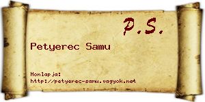 Petyerec Samu névjegykártya